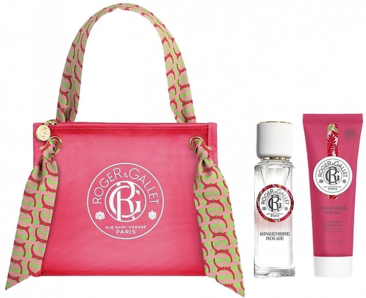 Roger & Gallet Gingembre Rouge Wellbeing - Набор (f/water/30ml + b/lot/50ml + bag) — фото N1