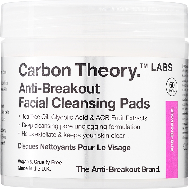 ПОДАРОК! Очищающие салфетки с маслом чайного дерева для лица - Carbon Theory Cleansing Pads Tea Tree Oil — фото N1