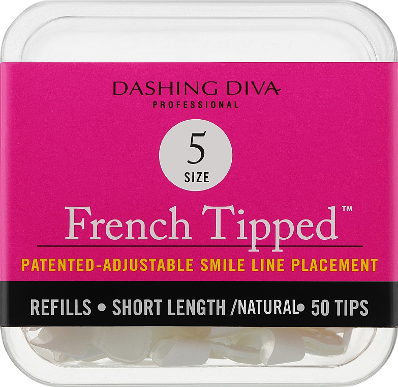 Типсы короткие натуральные "Френч" - Dashing Diva French Tipped Short Natural 50 Tips (Size-5) — фото N1