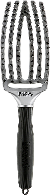 Щітка масажна з натуральною щетиною - Olivia Garden Finger Brush Combo Trinity Purity White Gold — фото N1