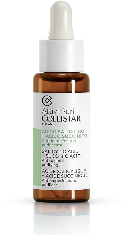 Капли для лица с салициловой и янтарной кислотой - Collistar Attivi Puri Salicylic Acid + Succinic Acid