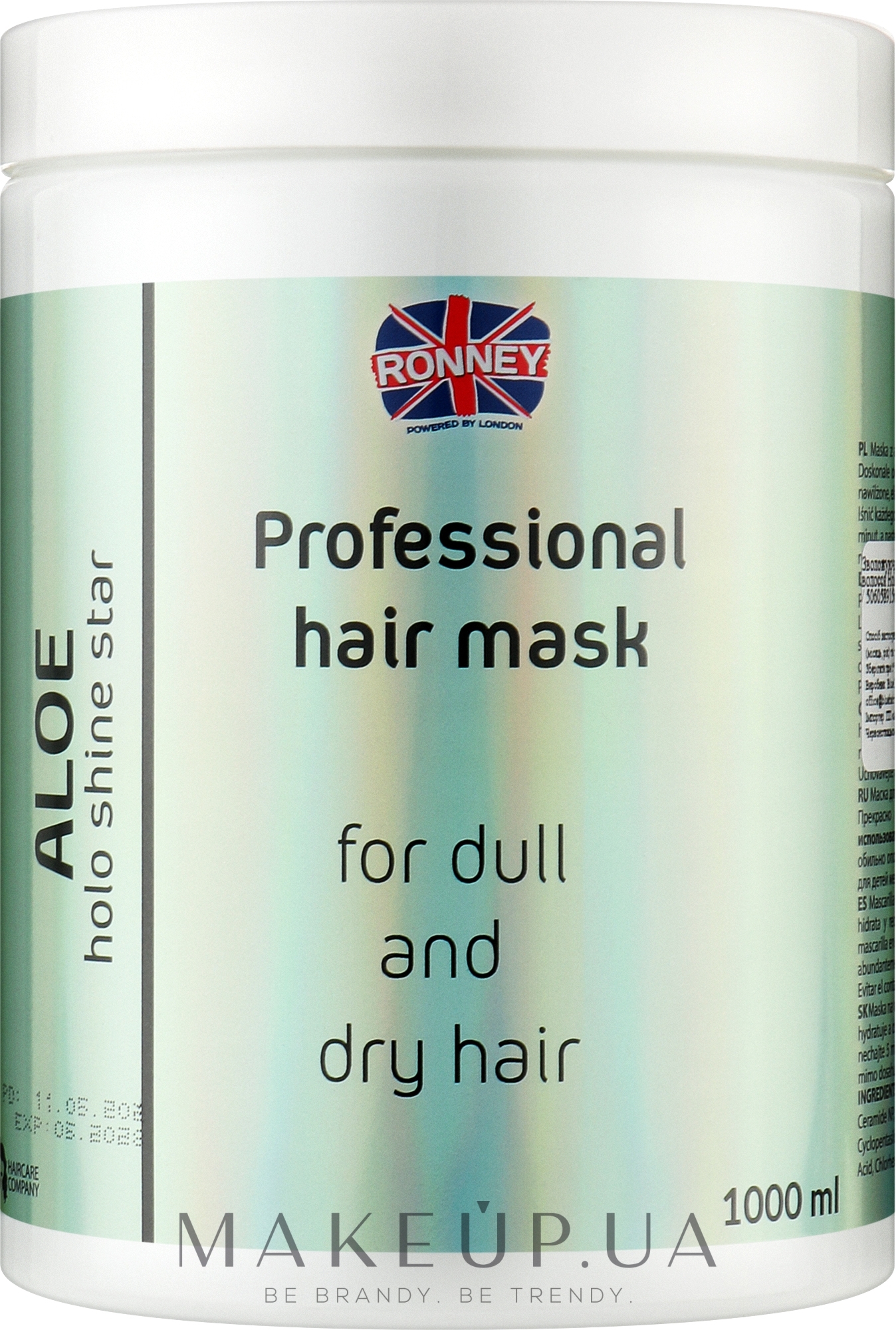 Увлажняющая маска для тусклых и сухих волос - Ronney Professional Holo Shine Star Aloe Mask — фото 1000ml