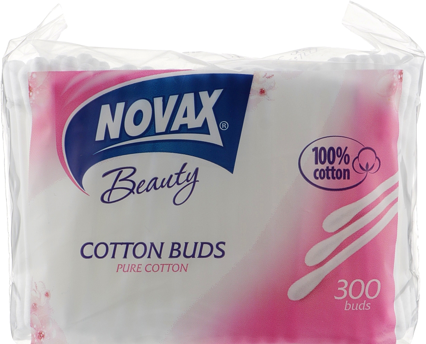 Ватные палочки в полиэтиленовой упаковке, 300 шт - Novax Cotton Buds — фото N1