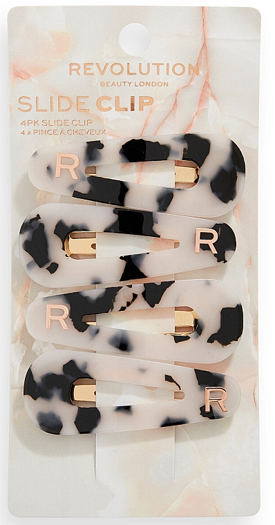 Заколка для волосся, 4 шт. - Revolution Haircare Tortoiseshell Slide Clip — фото N1