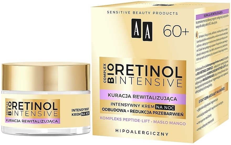 Інтенсивний нічний крем для обличчя 60+ - AA Cosmetics Retinol Intensive Night Cream — фото N2