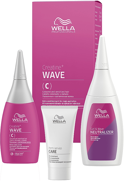 Набор для завивки окрашенных и "чувствительных" волос - Wella Professionals Creatine+ Wave (h/lot/75ml + h/neutr/100ml + treatm/30ml) — фото N1