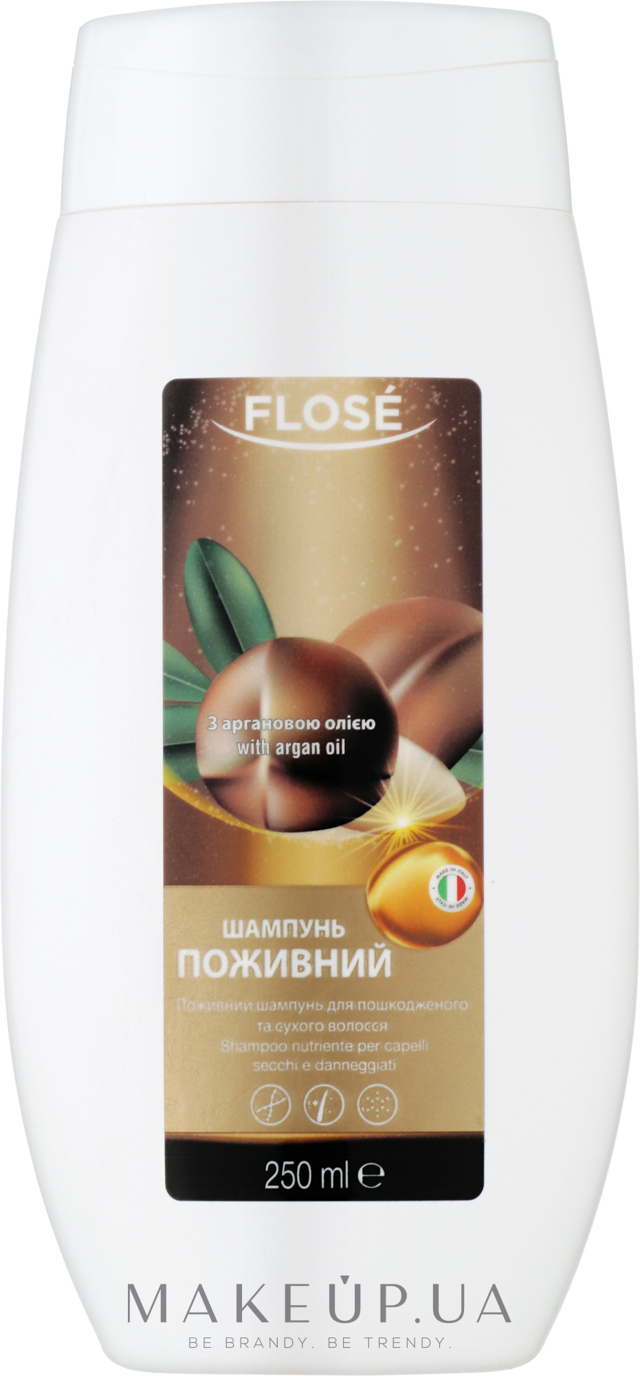 Поживний шампунь для пошкодженого та сухого волосся з аргановою олією - Flose Argan Oil Nourishing Shampoo — фото 250ml