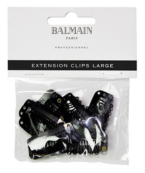 Клипсы большие для наращивания волос, черные, 10 шт - Balmain Paris Hair Couture Extension Clips Large Black — фото N1