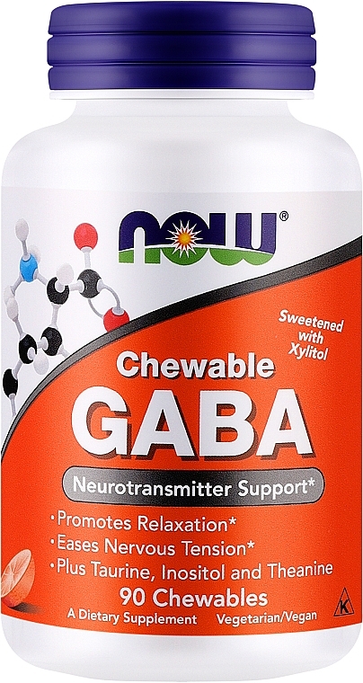Жувальні таблетки ГАМК зі смаком апельсина - Now Foods GABA Chewable Natural Orange Flavor — фото N1