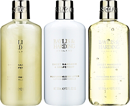 Набір - Baylis & Harding Sweet Mandarine & Grapefruit (sh/cream/300ml + b/lot/300ml + sh/gel/300ml) — фото N2