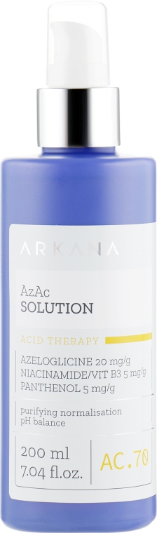 Антибактеріальний розчін для шкіри, схильної до акне - Arkana AzAc Solution — фото N1