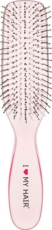 Щетка для волос "Мини" 9 рядов, 1801, прозрачно-розовая - I Love My Hair — фото N1