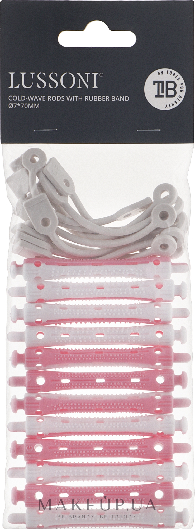 Бігуді для волосся O7x70 мм, рожеві - Lussoni Cold-Wave Rods With Rubber Band — фото 12шт