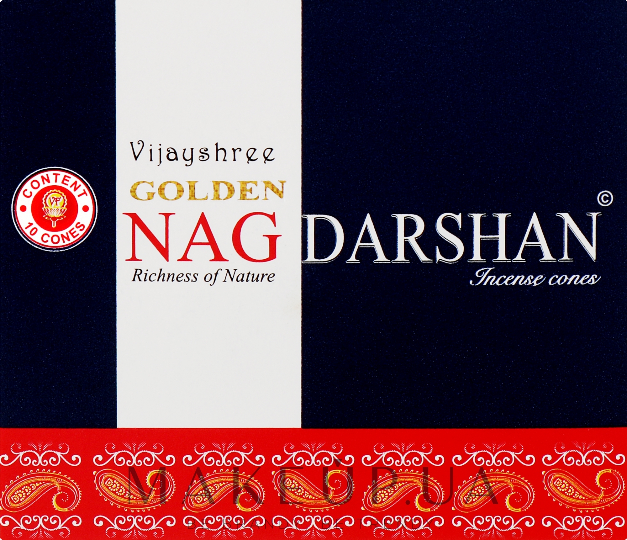Благовония конусы "Даршан" - Vijayshree Golden Nag Darshan Incense Cones — фото 12шт