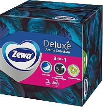 Парфумерія, косметика Серветки косметичні з ароматом, тришарові, синє листя, 60 шт. - Zewa Deluxe Box Aroma Collection