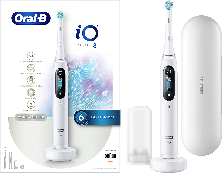 Электрическая зубная щетка, белая - Oral-B Braun iO Серия 8 — фото N2