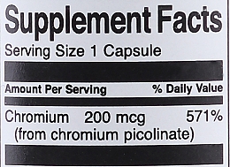Харчова добавка "Піколінат хрому", 200 мг - Swanson Chromium Picolinate Capsules — фото N3