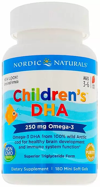 Пищевая добавка для детей, клубника 250 мг "Омега-3" - Nordic Naturals Children's DHA  — фото N2