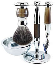 Духи, Парфюмерия, косметика Набор для бритья - Edwin Jagger Imitation Horn & Chrome 4 Piece Fusion Set Black Synthetic