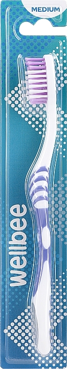 Зубная щетка средней жесткости, в блистере, фиолетовая - Wellbee — фото N1