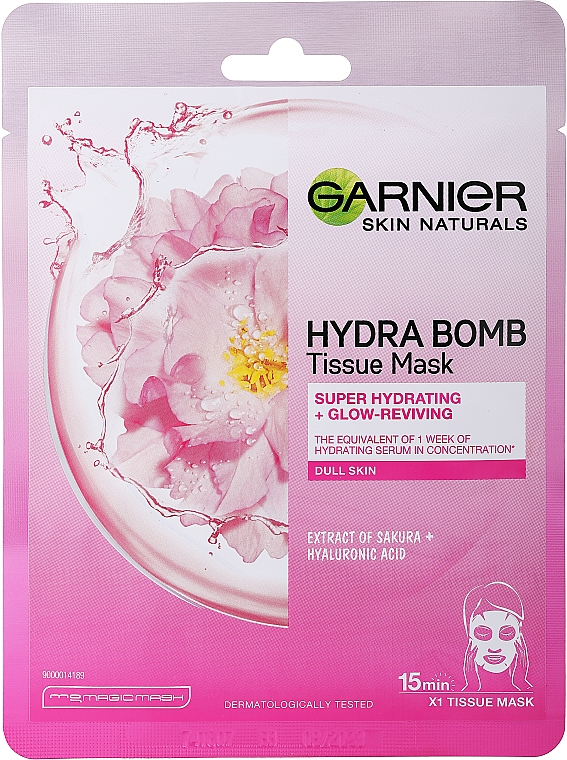 Зволожувальна тканинна маска для обличчя із сакурою - Garnier Moisture Bomb Sakura Hydrating Face Sheet Mask — фото N1