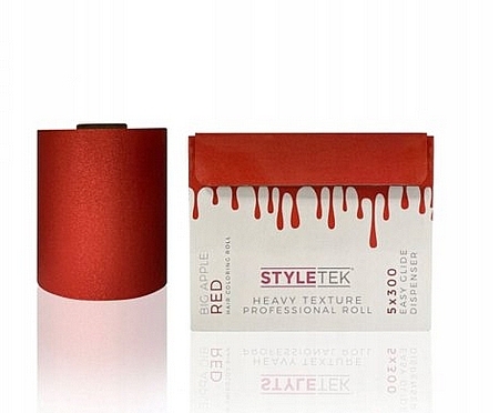 Фольга для волосся зі зручним вийманням окремих аркушів, 5x300, червона - StyleTek — фото N1