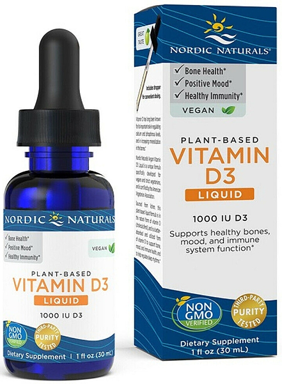 Харчова добавка веганська у рідині "Вітамін D3", 1000 IU - Nordic Naturals Vitamin D3 Vegan — фото N1