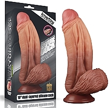 Парфумерія, косметика Фалоімітатор - LoveToy Dual Layered Platinum Silicone Cock 10″ Brown