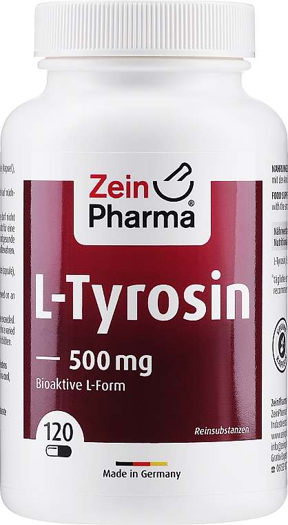 Харчова добавка "L-тирозин", 500 мг - Zein Pharma L-Tyrosine — фото N1