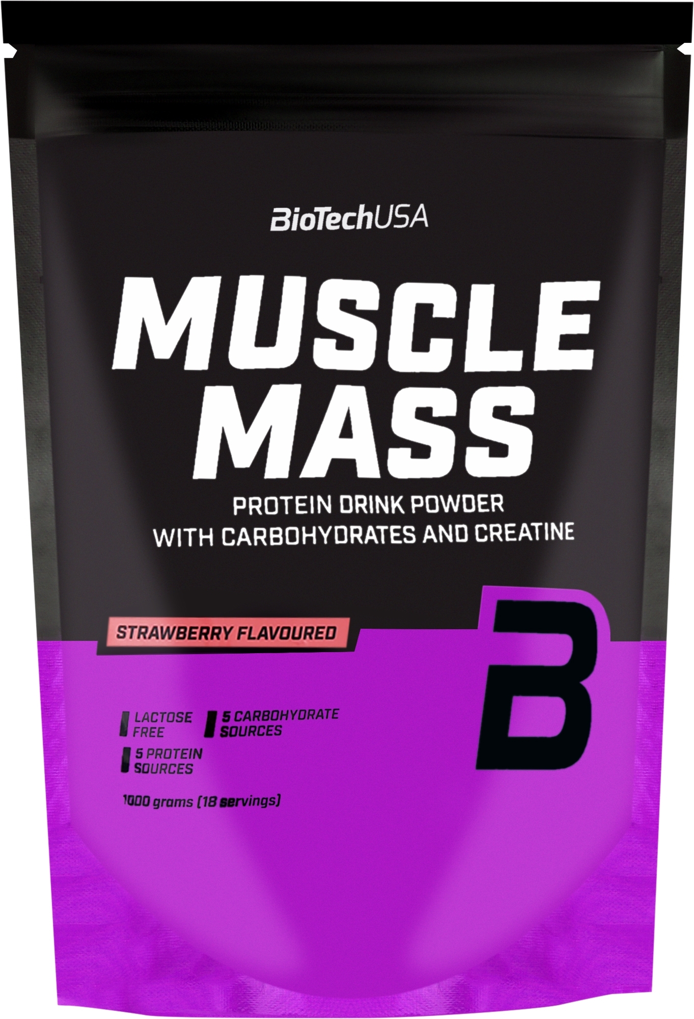 Протеїновий коктейль зі смаком полуниці                  - BioTechUSA Muscle Mass Drink Powder — фото 1000g