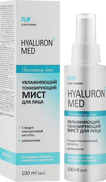 Увлажняющий, тонизирующий мист для лица - Elfa Pharm Hyaluron5 Med Face Mist — фото N3