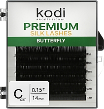 Парфумерія, косметика Накладні вії Butterfly Green C 0.15 (6 рядів: 14 мм) - Kodi Professional