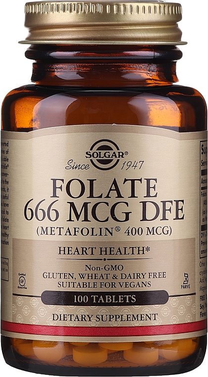 Диетическая добавка "Фолиевая кислота" (Metafolin 400mcg) - Solgar Health & Beauty Folate 666 MCG DFE Metafolin — фото N4