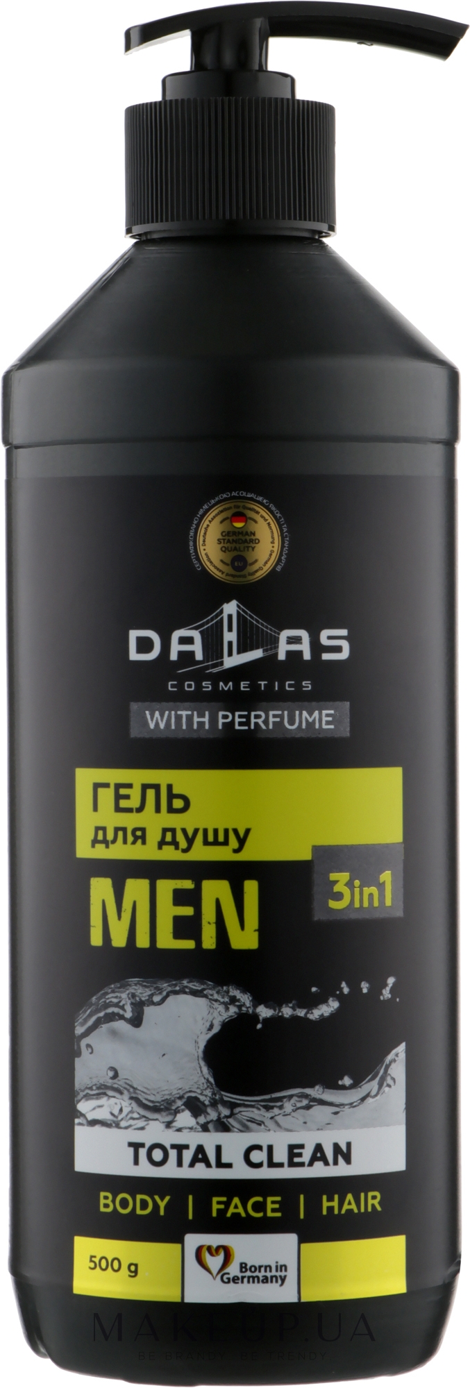 Мужской шампунь-гель для душа 3в1 - Dalas Cosmetics Total Clean — фото 500g