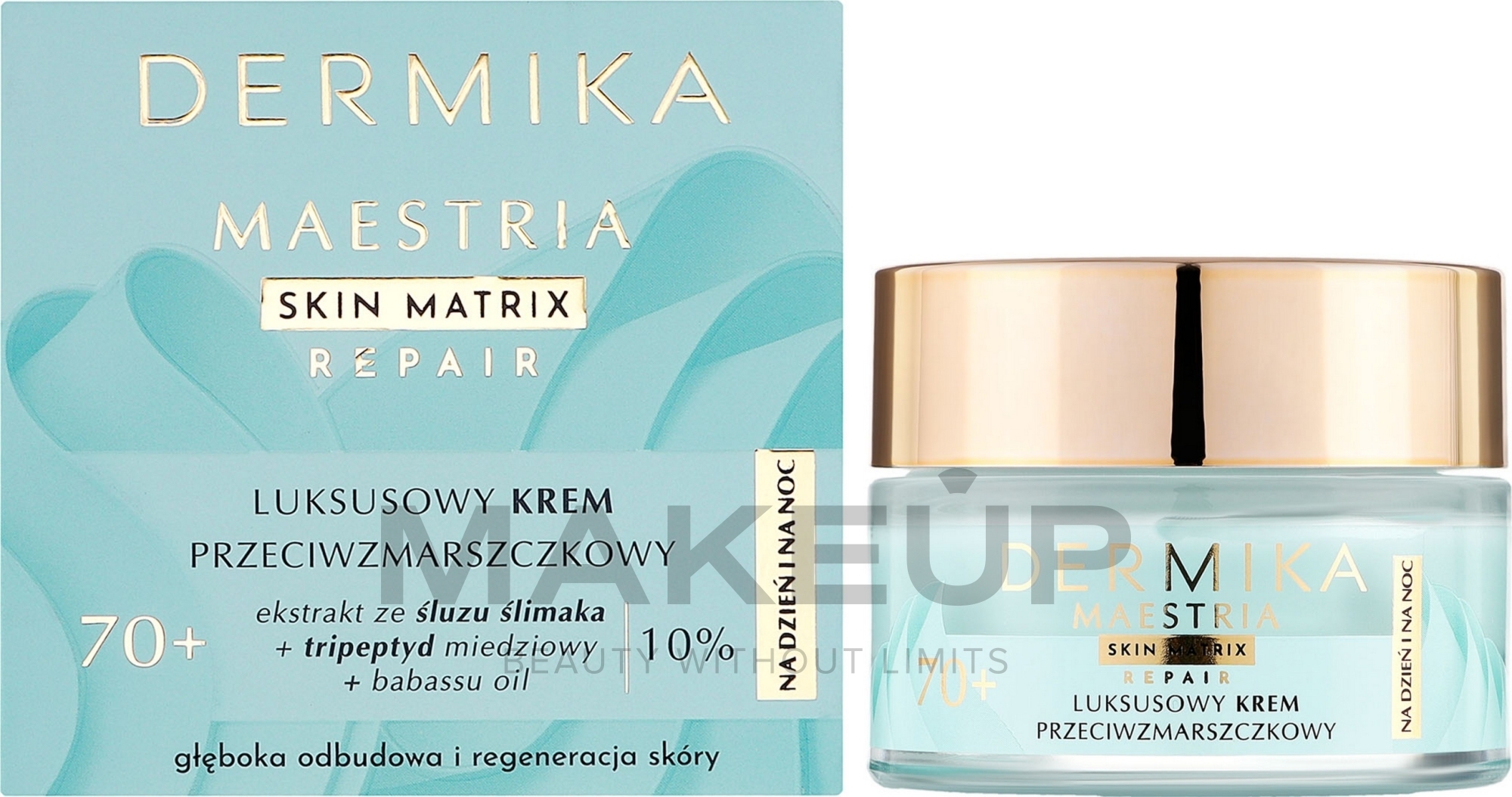 Розкішний крем проти зморщок 70+ на день і ніч для зрілої шкіри, зокрема чутливої - Dermika Maestria Skin Matrix — фото 50ml