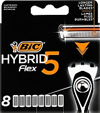 Парфумерія, косметика Змінні касети для гоління Flex 5 Hybrid, 8 шт. - Bic