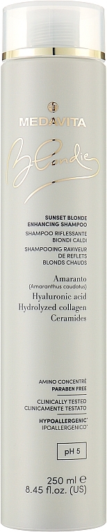 Укрепляющий шампунь для усиления теплых оттенков блонда - Medavita Blondie Sunset Blonde Enhancing Shampoo — фото N2