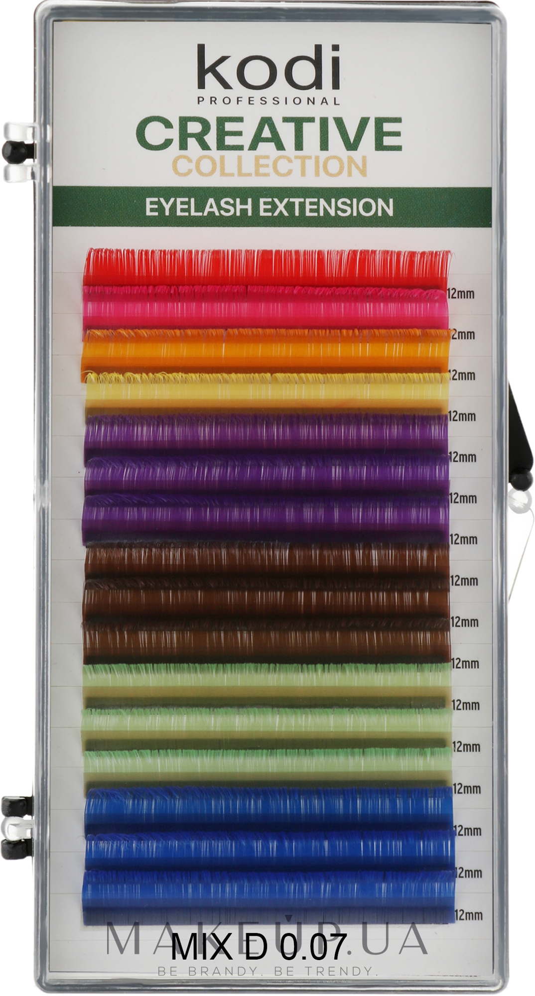 Накладные ресницы цветные Creative Collection D 0.07 (16 рядов: 12 мм) - Kodi Professional — фото 1уп