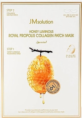 Питательная двойная маска с прополисом и коллагеном - Jmsolution Honey Luminous Royal Propolis Collagen Patch Mask Special — фото N1