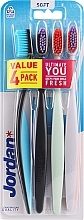 Парфумерія, косметика Зубная щетка мягкая, 4 шт, синяя + черная + мятная + белая - Jordan Ultimate You Soft Toothbrush