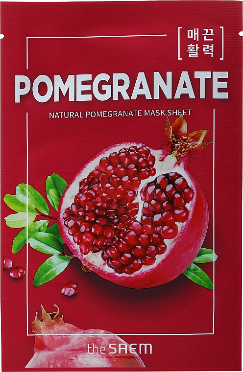 Тканинна маска з екстрактом граната - The Saem Natural Pomegranate Mask Sheet — фото N1