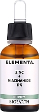 Духи, Парфюмерия, косметика Сыворотка для лица "Цинк + Ниацинамид 11%" - Bioearth Elementa Purify Zinc + Niacinamide 11%