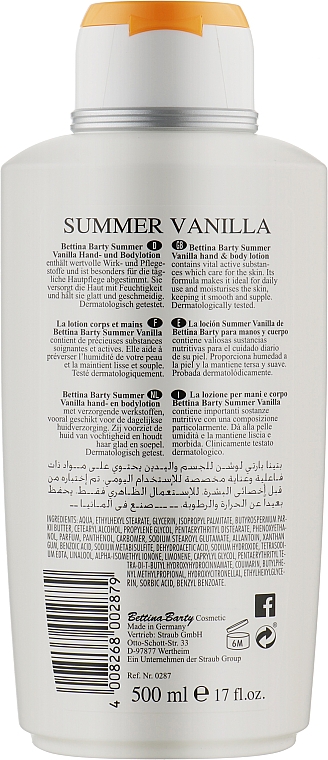 Лосьйон для рук і тіла "Літня ваніль" - Bettina Barty Summer Vanilla Hand & Body Lotion — фото N2