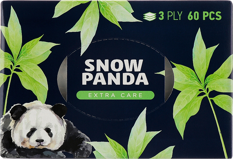 Серветки паперові тришарові в коробці "Extra Care" 60 шт., темно-синя упаковка - Сніжна Панда — фото N1