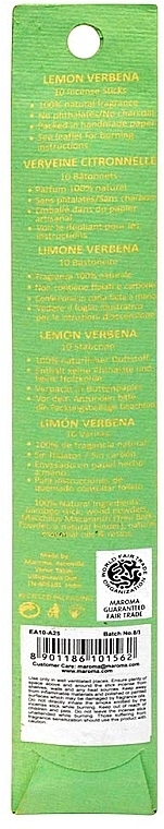 Ароматические палочки "Лимон и вербена" - Maroma Encens d'Auroville Stick Incense Lemon Verbena — фото N2