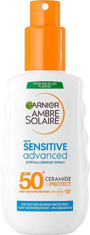 Солнцезащитный спрей для тела - Garnier Ambre Solaire Sensitive Advanced Spray SPF50+ Ceramide Protect — фото N1