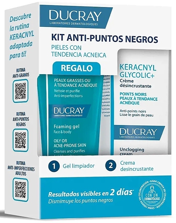 Набор - Ducray Keracnyl Anti-Blackhead Set (foam/gel/40ml + cream/30ml) — фото N1