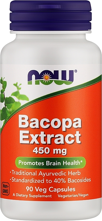 Харчова добавка "Бакопа екстракт", 450 мг - Now Foods Bacopa Extract — фото N1