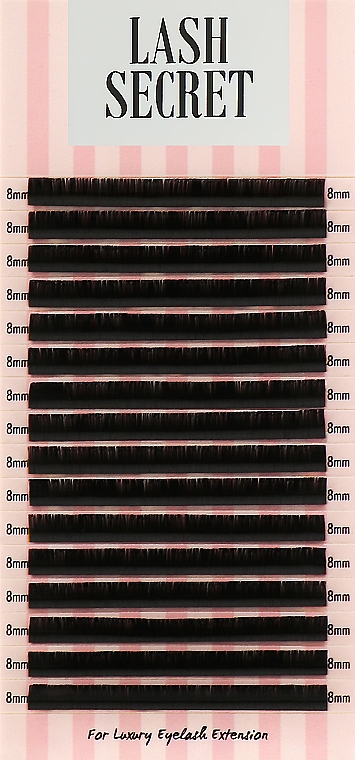 Накладные ресницы, черные, 16 линий (один размер, 0.1, D, 8) - Lash Secret — фото N1