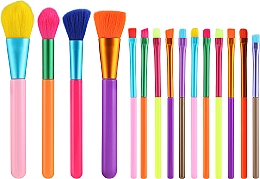 Парфумерія, косметика Набір пензлів для макіяжу, 15 шт., різнокольорові - Lewer Brushes Multicolored